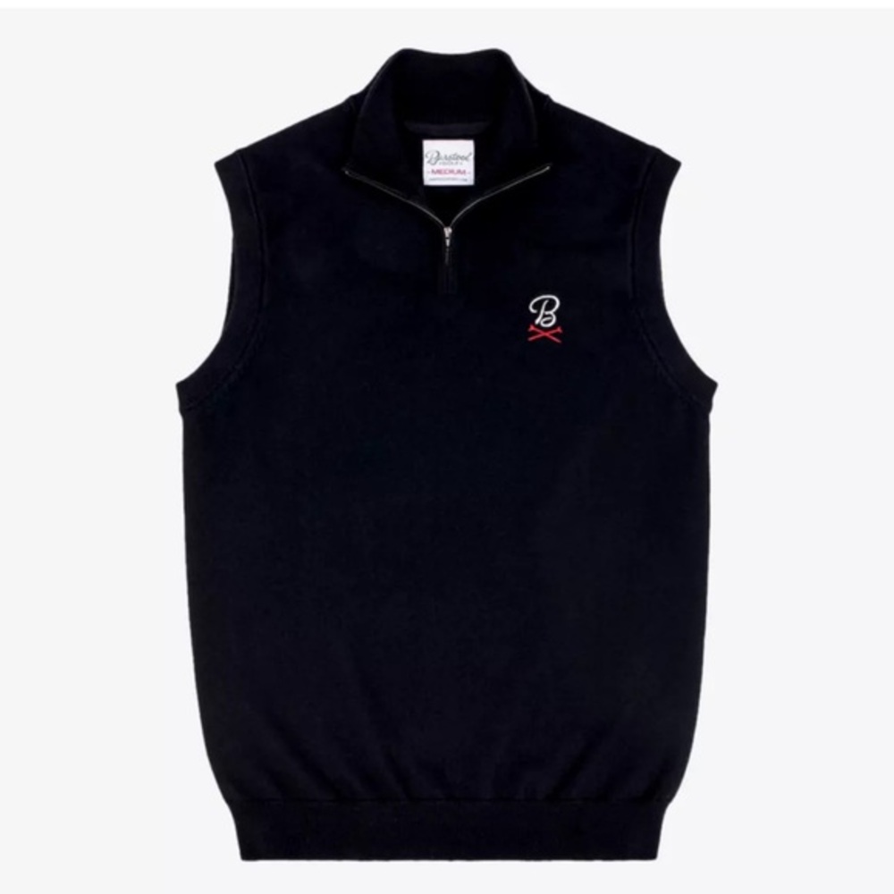 BARSTOOL SPORTS Barstool Quarter Zip Vest BLACK size Medium EUC
